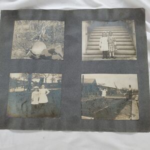 Antique Photos Set Of 8 On Scrapbook Page People Garden High Water River Bridge